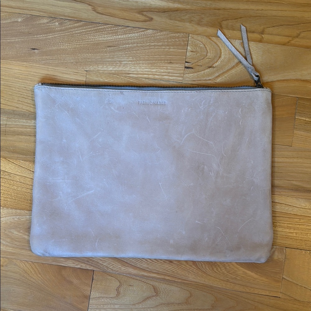 Able Beige Leather Clutch